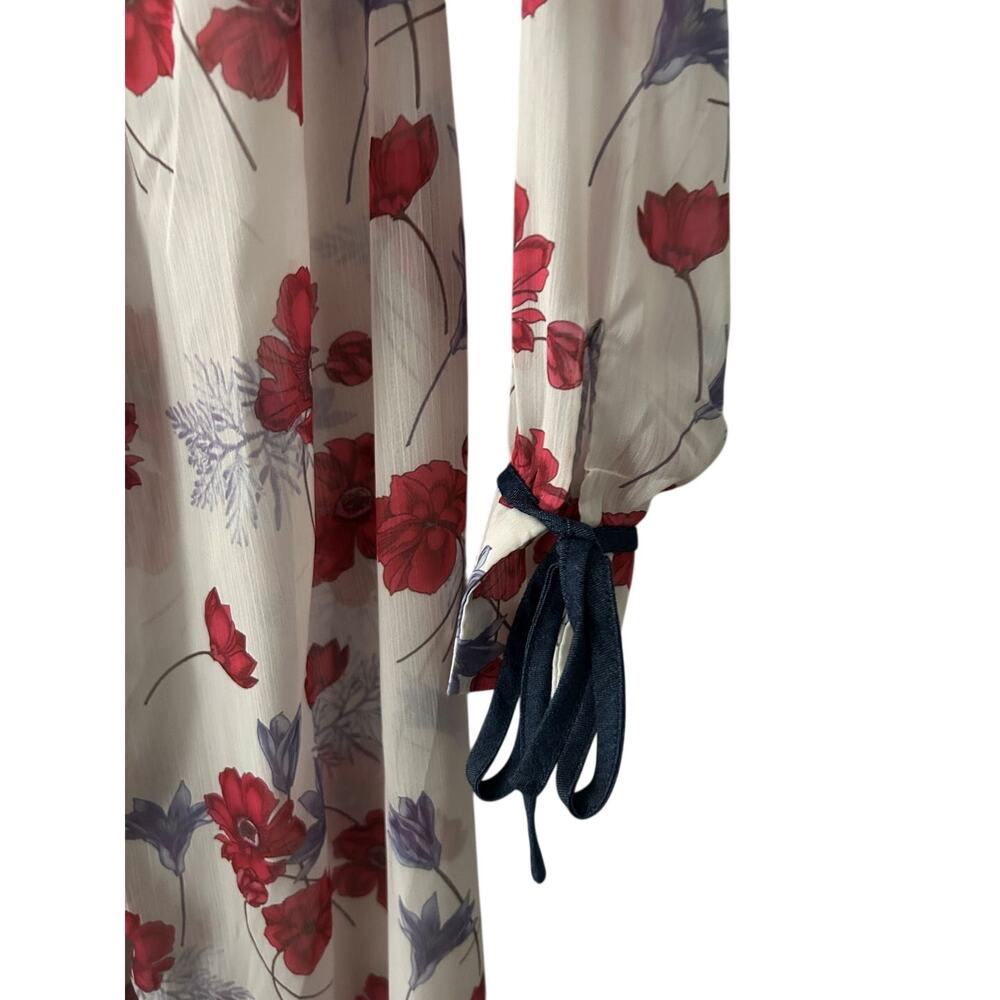 NWT Endless Rose Darling Poppy Floral Boho Wrap Chiffon Duster Coat Size Small - Picture 5 of 9